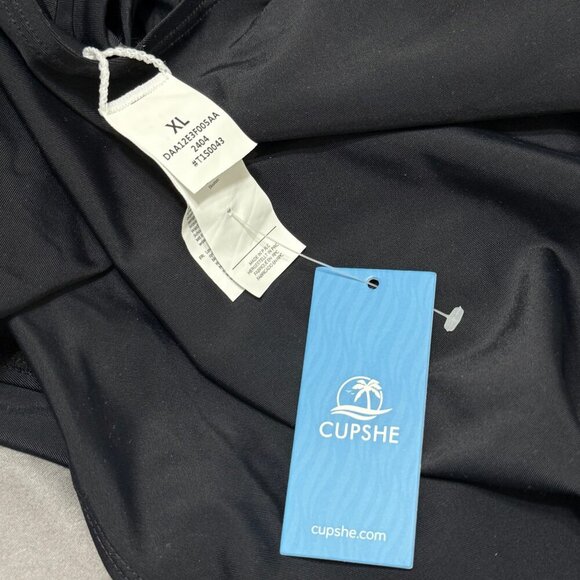 CupShe Black Plunge Paneling Cross Tie Back One Piece Swimsuit - Size XL - NWT - Picture 9 of 9